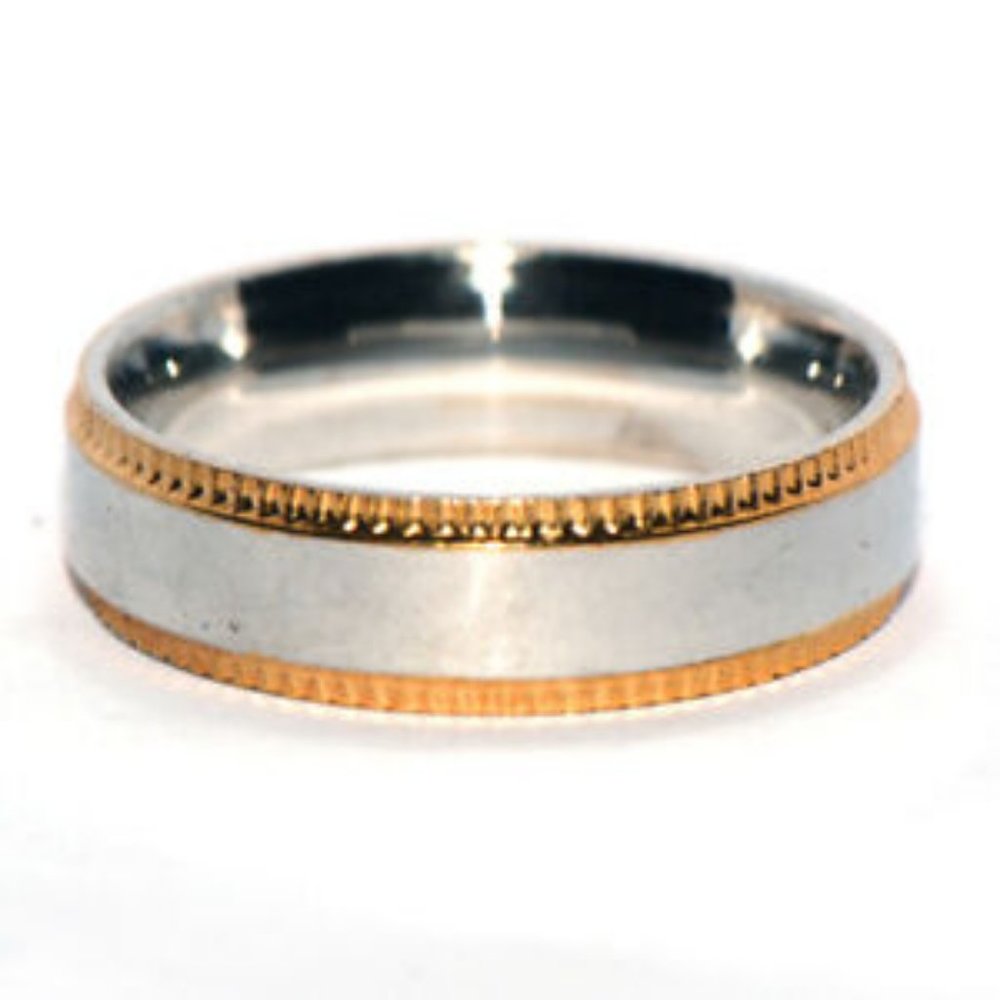 NEW! Unisex Sterling Silver TWO-TONE Milgrain BAND - SIZE US 9 - Great GIFT! - Picture 1 of 4